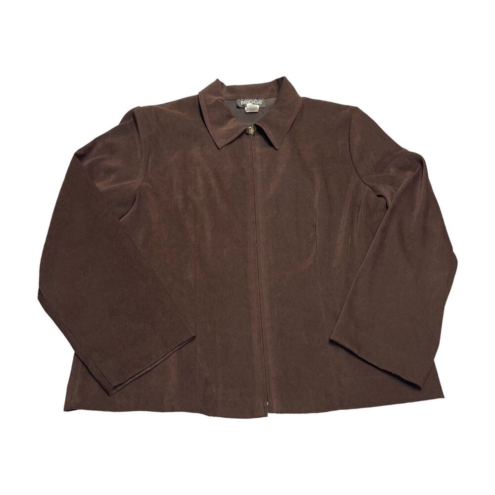 Briggs New York Long-Sleeved Zippered Brown Blazer Jacket Women’s Size 12 - Picture 1 of 8